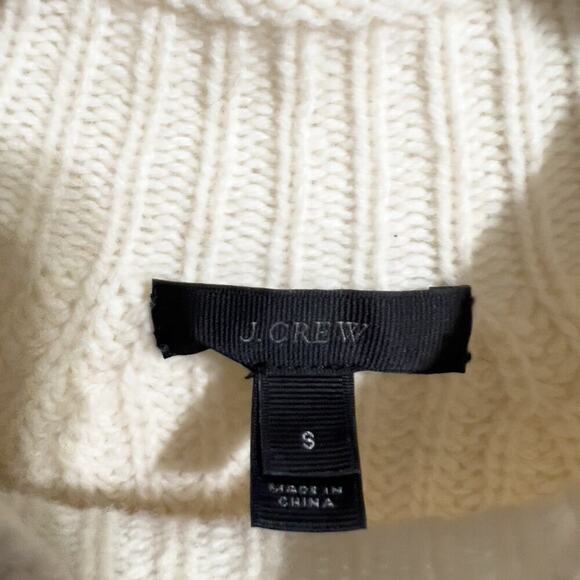 J.Crew Sweater Small New England Mock Neck Wool Tunic Sweater Ivory Cream - Picture 6 of 11